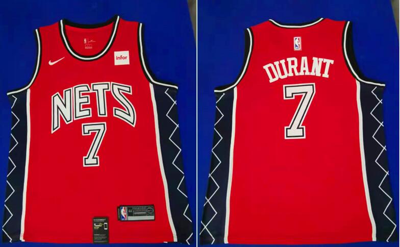 Men Brooklyn Nets #7 Durant red Home Stitched NBA Jersey->brooklyn nets->NBA Jersey